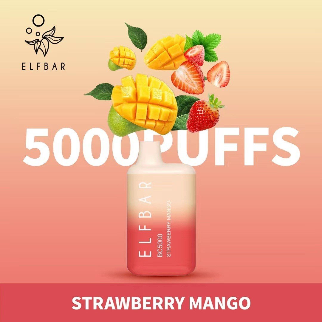 ELF BAR BC5000- STRAWBERRY MANGO (5000 Puffs) - 2%(20mg) - Disposable Vape ( Rechargeable type-C ) - YOYO VAPES ELF BAR BC5000- STRAWBERRY MANGO (5000 Puffs) - 2%(20mg) - Disposable Vape ( Rechargeable type-C ) - YOYO VAPES