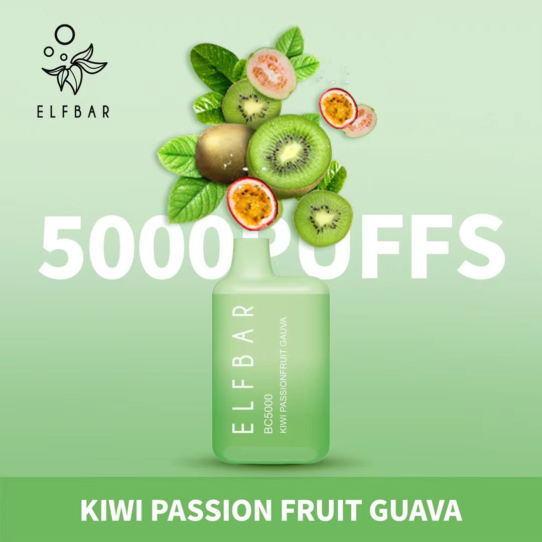 elf bar kiwi passionfruit guava 5000 ELF BAR BC5000- KIWI PASSION FRUIT GUAVA (5000 Puffs) - 2%(20mg) -  Disposable Vape ( Rechargeable type-C ) - YoyoVap