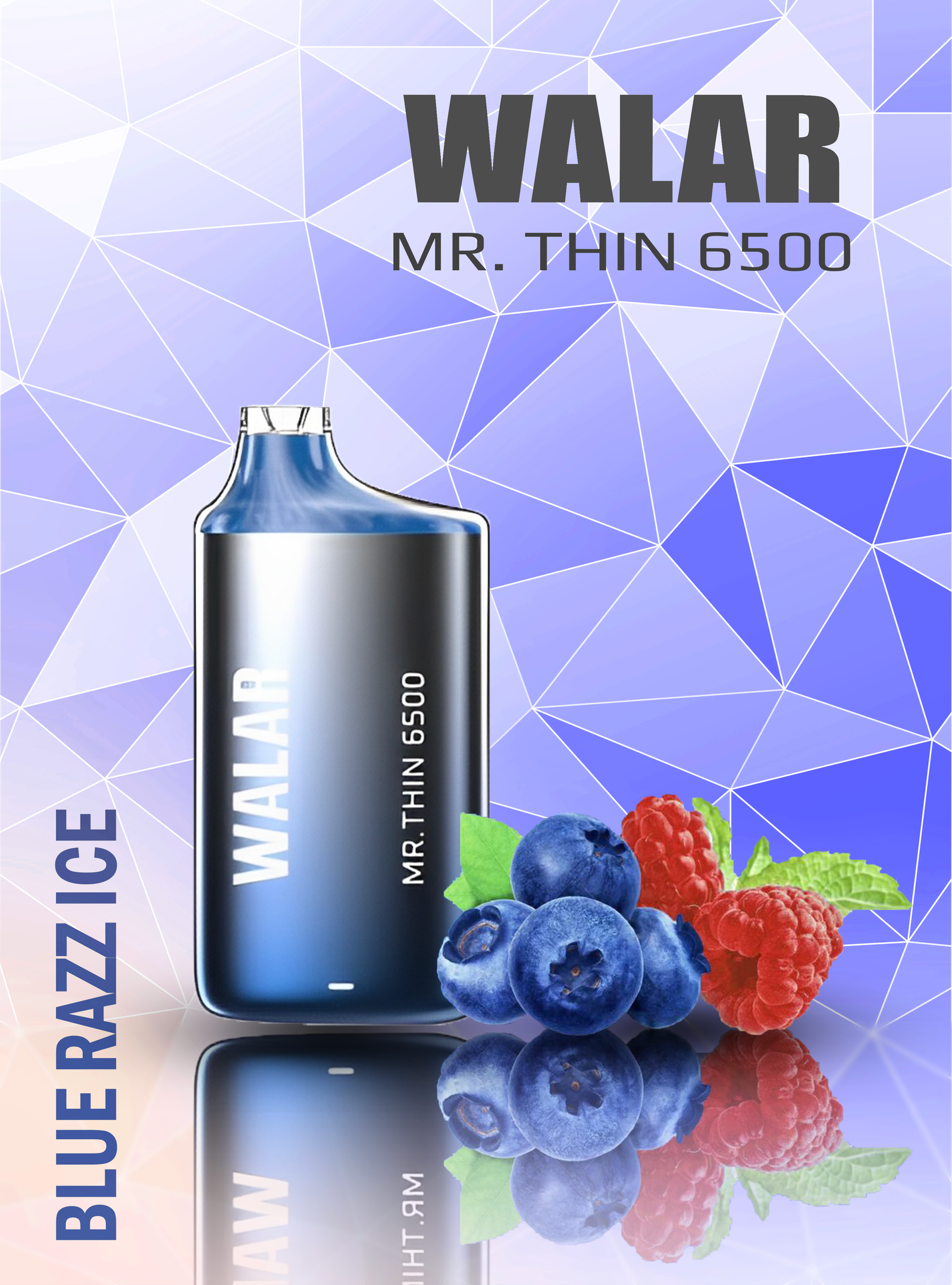 WALAR MR. THIN DISPOSABLE VAPE 6500 Puffs - Blue Razz Ice (5% Nic) - Type C Rechargeable - YOYO VAPES WALAR MR. THIN DISPOSABLE VAPE 6500 Puffs - Blue Razz Ice (5% Nic) - Type C Rechargeable - YOYO VAPES