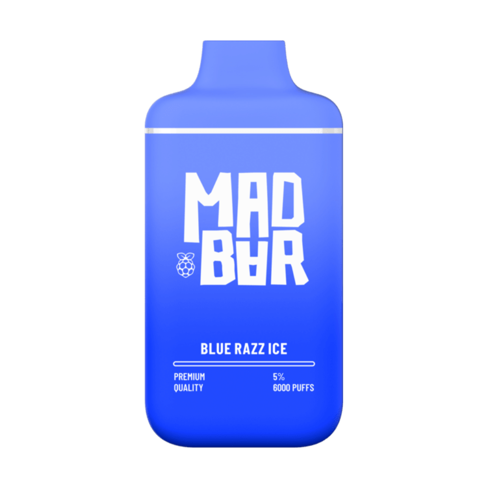 MAD BAR DISPOSABLE VAPE 6000 Puffs - Blue Razz Ice 5% Nic Type C Rechargeable - YOYO VAPES MAD BAR DISPOSABLE VAPE 6000 Puffs - Blue Razz Ice 5% Nic Type C Rechargeable - YOYO VAPES