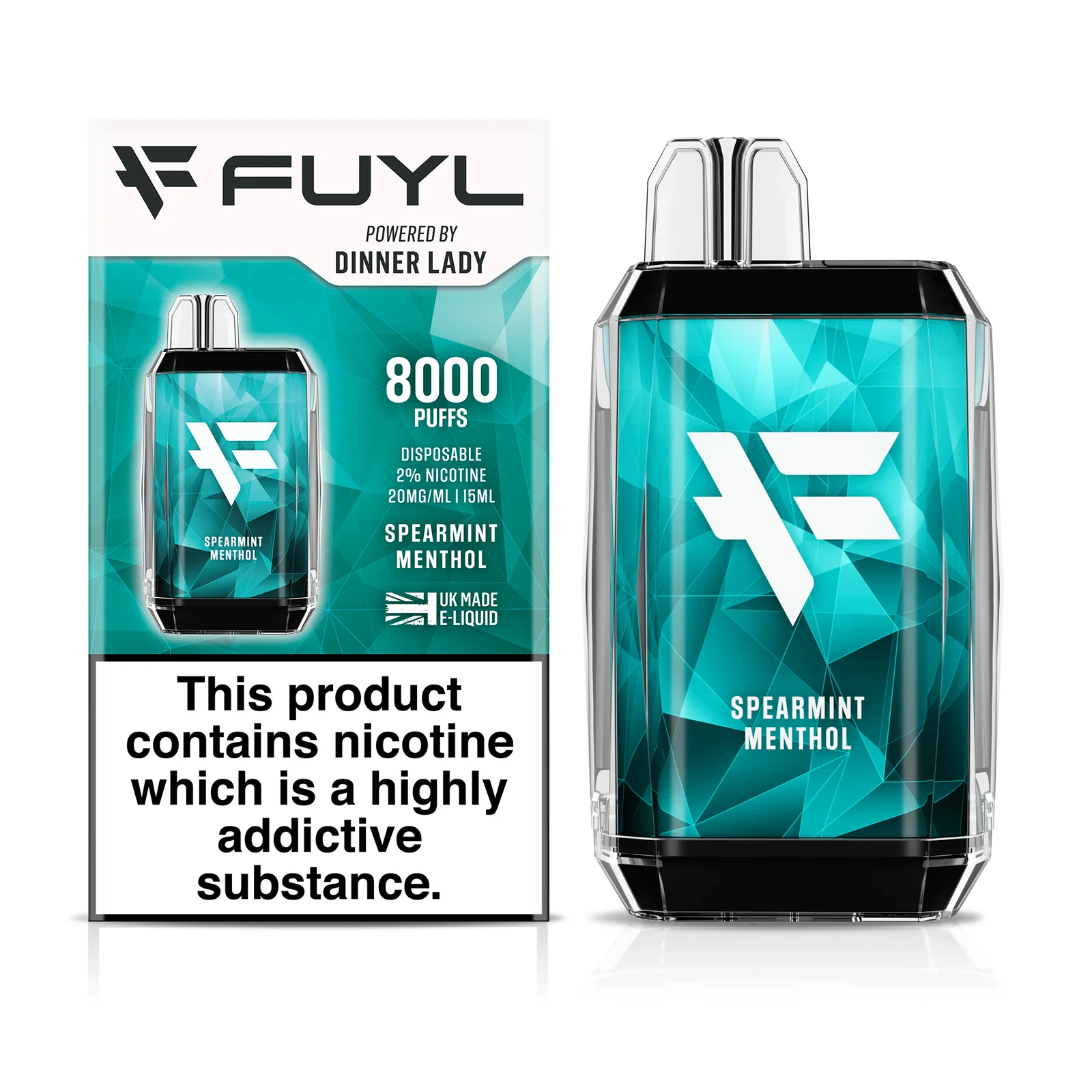 DINNER LADY FUYL 8000 PUFFS DISPOSABLE VAPE - SPEARMINT MENTHOL 2% Nic Type C Rechargeable - YoyoVap - Yoyo Vapes DINNER LADY FUYL 8000 PUFFS DISPOSABLE VAPE - SPEARMINT MENTHOL 2% Nic Type C Rechargeable - YoyoVap - Yoyo Vapes