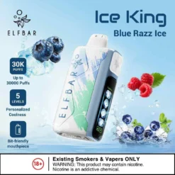 ELF BAR ICE KING 30000 PUFFS - BLUE RAZZ ICE – 5% Nic – Type C Rechargeable