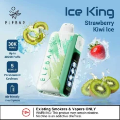 ELF BAR ICE KING 30000 PUFFS - STRAWBERRY KIWI ICE – 5% Nic – Type C Rechargeable