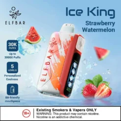 ELF BAR ICE KING 30000 PUFFS - STRAWBERRY WATERMELON – 5% Nic – Type C Rechargeable