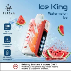 ELF BAR ICE KING 30000 PUFFS - WATERMELON ICE – 5% Nic – Type C Rechargeable