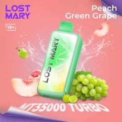 LOST MARY MT35000 TURBO - Peach Green Grape -  DISPOSABLE VAPE - 5% Nic- Type C Rechargeable