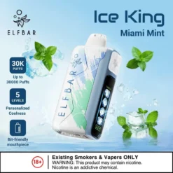 ELF BAR ICE KING 30000 PUFFS - MIAMI MINT – 5% Nic – Type C Rechargeable