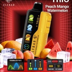 Elf Bar TRIO 40000 Puffs 5% - Peach Mango Watermelon - Disposable Vape - Type C Rechargeable (Triple Adjustment Ice+Sweet+Sour)