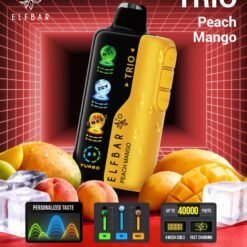 Elf Bar TRIO 40000 Puffs 5% - Peach Mango - Disposable Vape - Type C Rechargeable (Triple Adjustment Ice+Sweet+Sour)