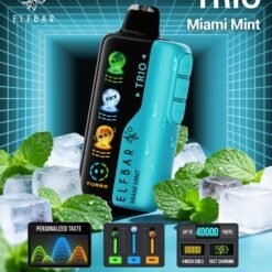Elf Bar TRIO 40000 Puffs 5% - Miami Mint - Disposable Vape - Type C Rechargeable (Triple Adjustment Ice+Sweet+Sour)