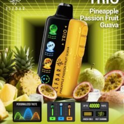 Elf Bar TRIO 40000 Puffs 5% - Pineapple Passion Fruit Guava - Disposable Vape - Type C Rechargeable (Triple Adjustment Ice+Sweet+Sour)