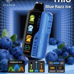 Elf Bar TRIO 40000 Puffs 5% - Blue Razz Ice - Disposable Vape - Type C Rechargeable (Triple Adjustment Ice+Sweet+Sour)