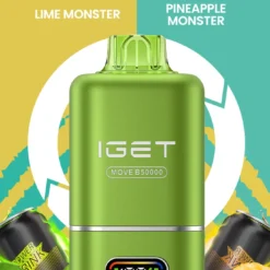 IGET MOVE B50000 DISPOSABLE VAPES - LIME MONSTER+PINEAPPLE MONSTER - 5% TYPE C RECHARGEABLE