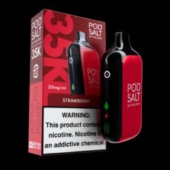 POD SALT HIT THE SPOT 35K PUFFS DISPOSABLE VAPES - STRAWBERRY - 2% TYPE C RECHARGEABLE