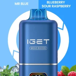IGET MOVE B50000 DISPOSABLE VAPES - MR BLUE+BLUEBERRY SOUR RASPBERRY - 5% TYPE C RECHARGEABLE