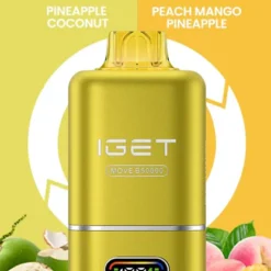 IGET MOVE B50000 DISPOSABLE VAPES - PINEAPPLE COCONUT+PEACH MANGO PINEAPPLE - 5% TYPE C RECHARGEABLE