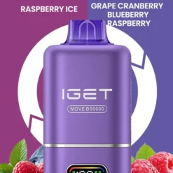 IGET MOVE B50000 DISPOSABLE VAPES - RASPBERRY ICE+GRAPE RASPBERRY CRANBERRY BLUEBERRY - 5% TYPE C RECHARGEABLE